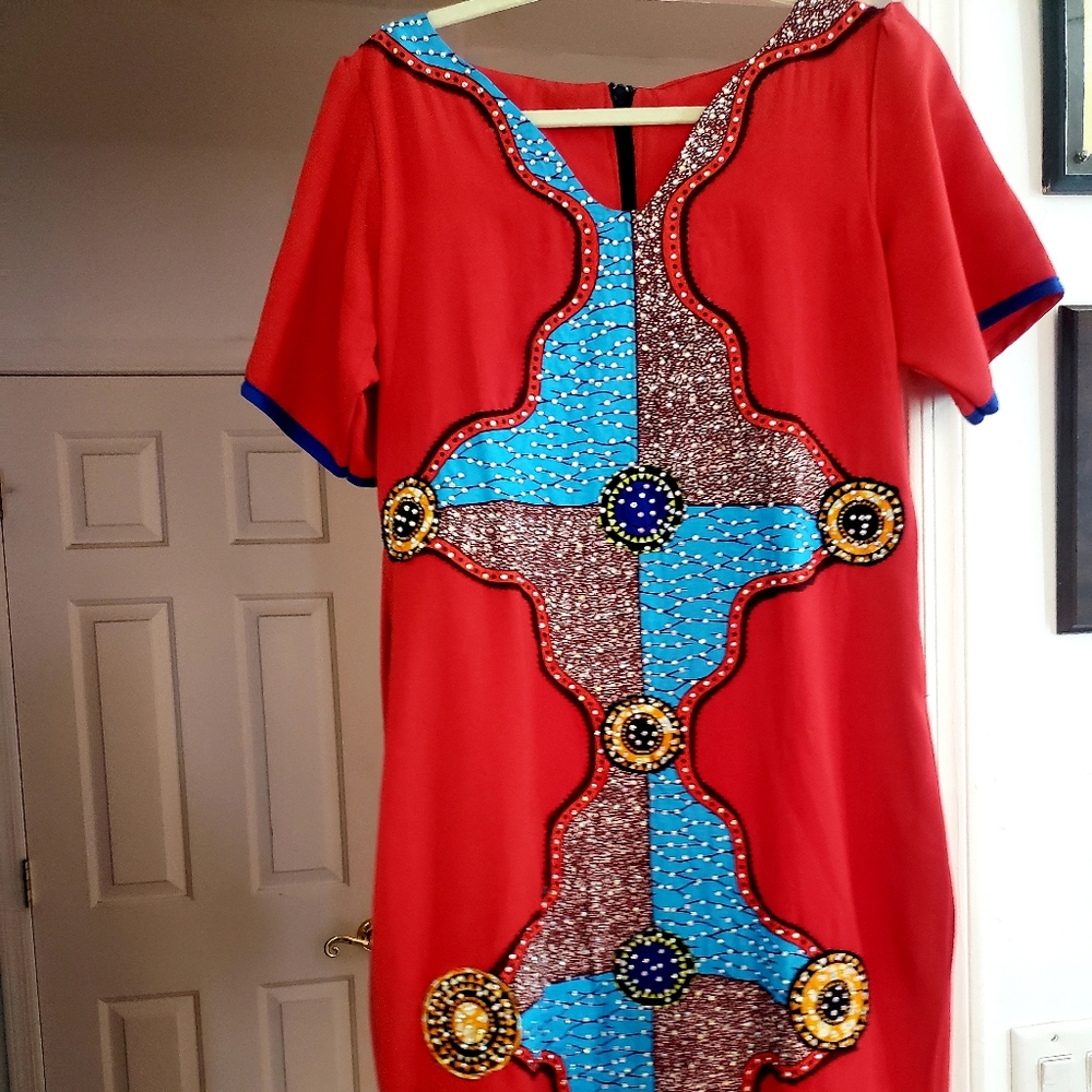 Red Ankara mix dress